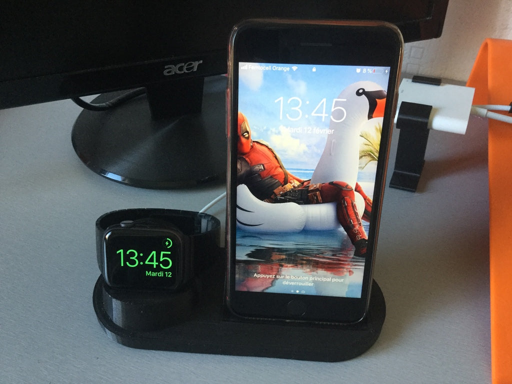 Runde Ladestation für iPhone 8 Plus und Apple Watch – kompatibel mit IKEA Rallen