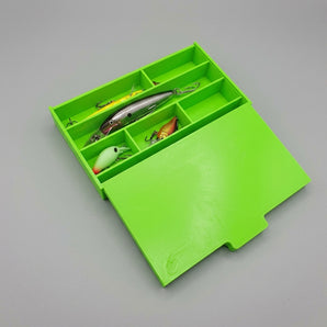 Kompakte Tacklebox mit Schiebedeckel für Angelzubehör