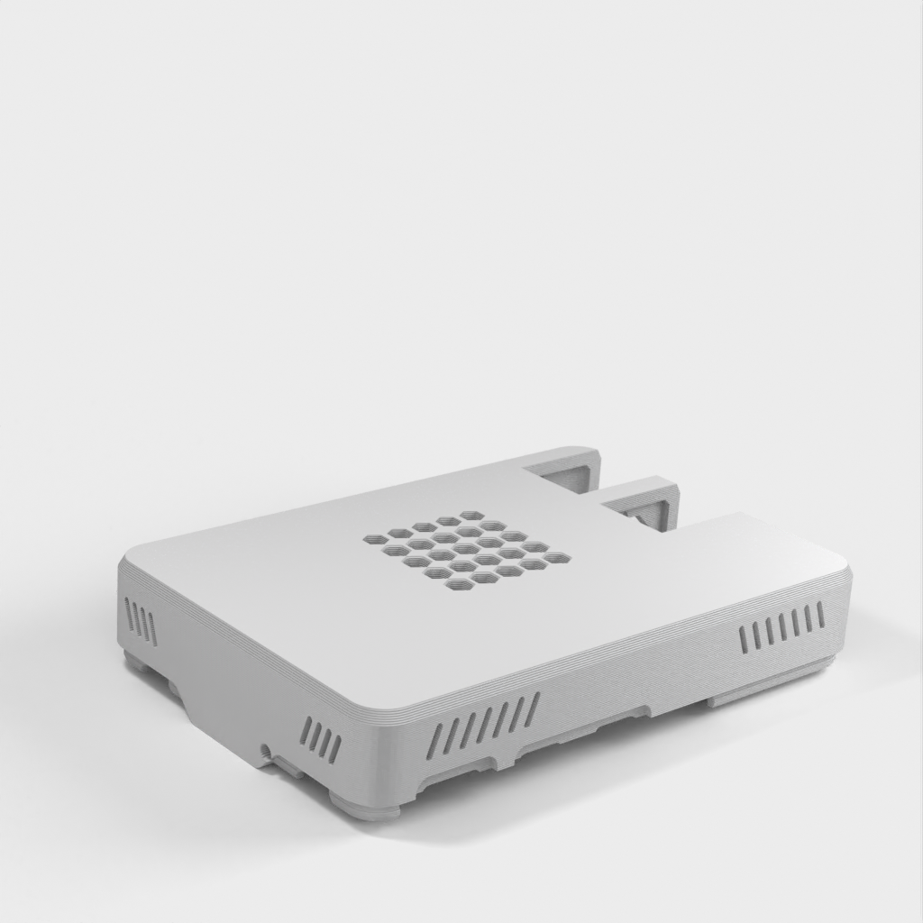 Raspberry Pi 5 Gehäuse mit Lüftungslöchern und neuem USB/LAN-Layout