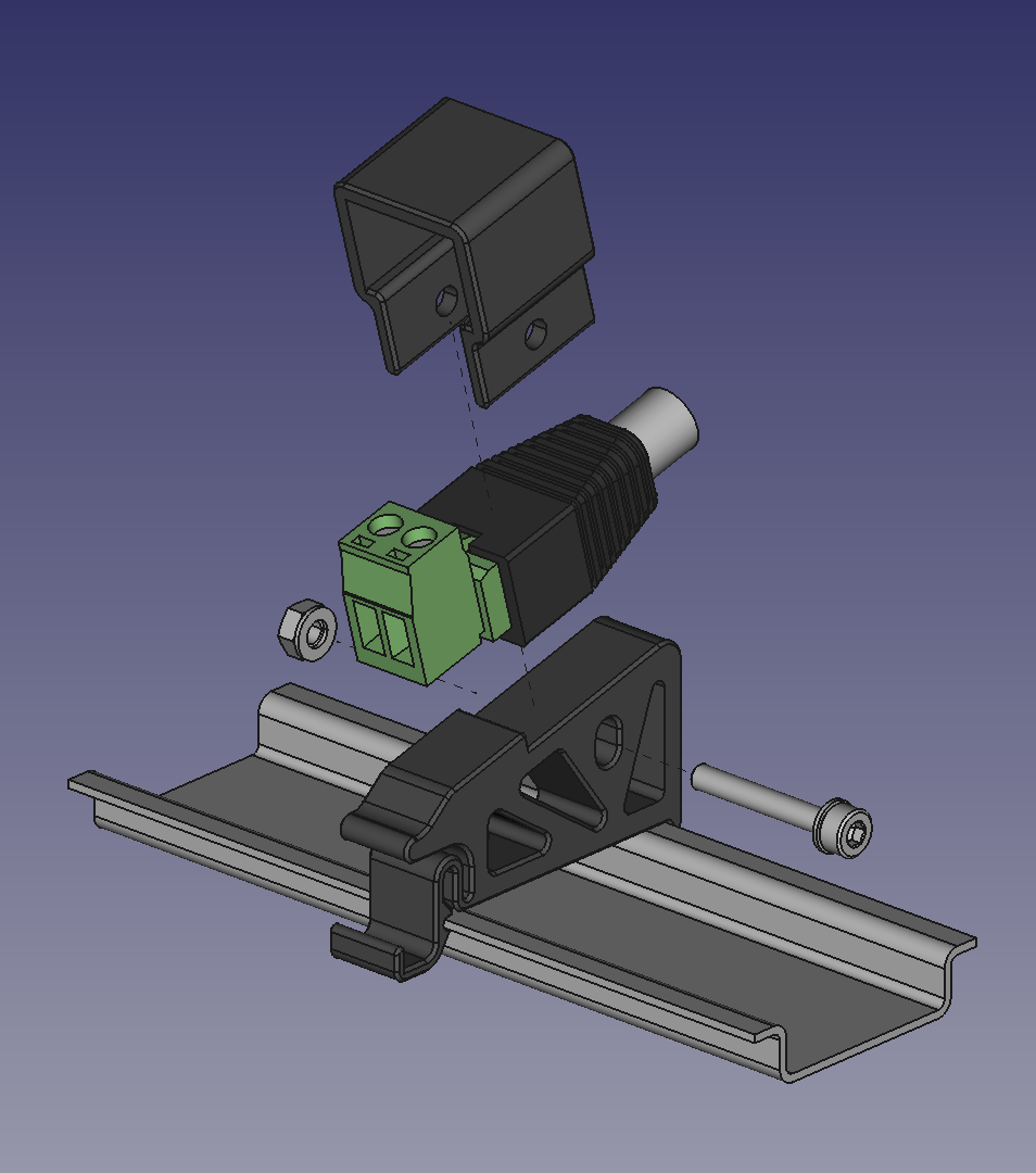 Hohlsteckeradapter für DIN-Schienenmontage
