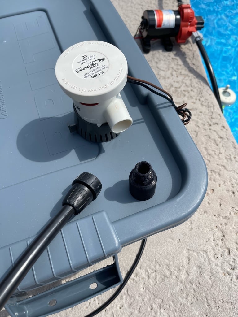 Adapter für Bilgenpumpe mit 1/2" Tropfschlauch und NPT-Gewinde