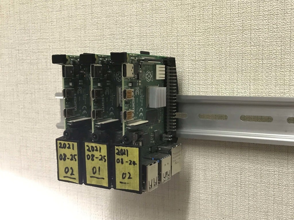 DIN-Schienenhalterung für Raspberry Pi 3, 4, 5 (nur 3D-gedruckte Teile!)
