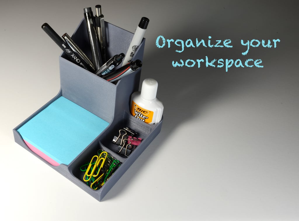 Schreibtisch-Organizer mit Stifthaltern, Post-it-Halter und Behältern für Büroklammern und Knoblauch