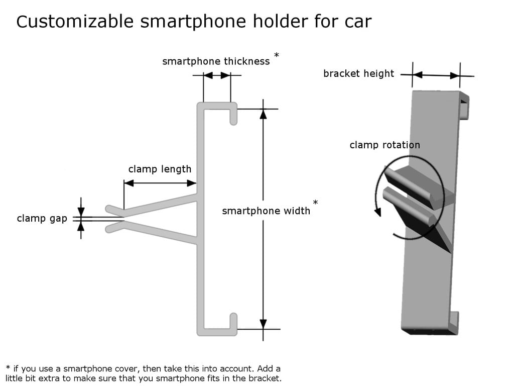 Anpassbarer Smartphone-Halter für die Luftdüse des Autos