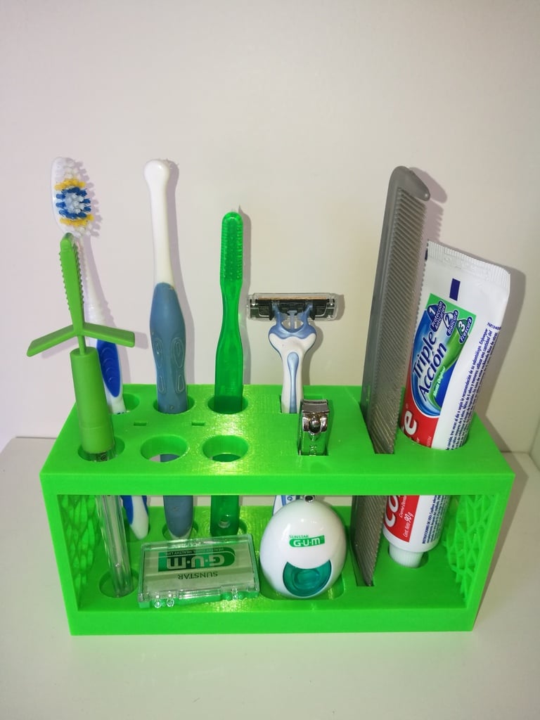 Badezimmer-Organizer mit Platz für 6 Zahnbürsten und diverses Zubehör