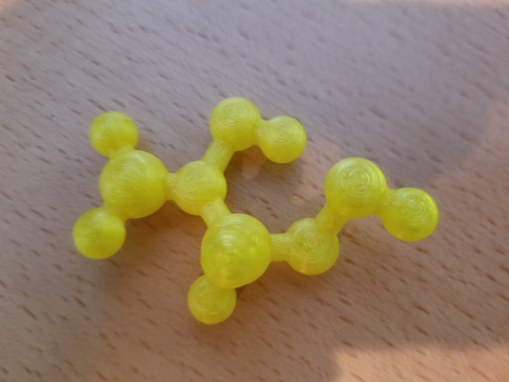 Molekulares Modell – Vinylacetat – Modell im atomaren Maßstab des Hauptmonomers des Schleims