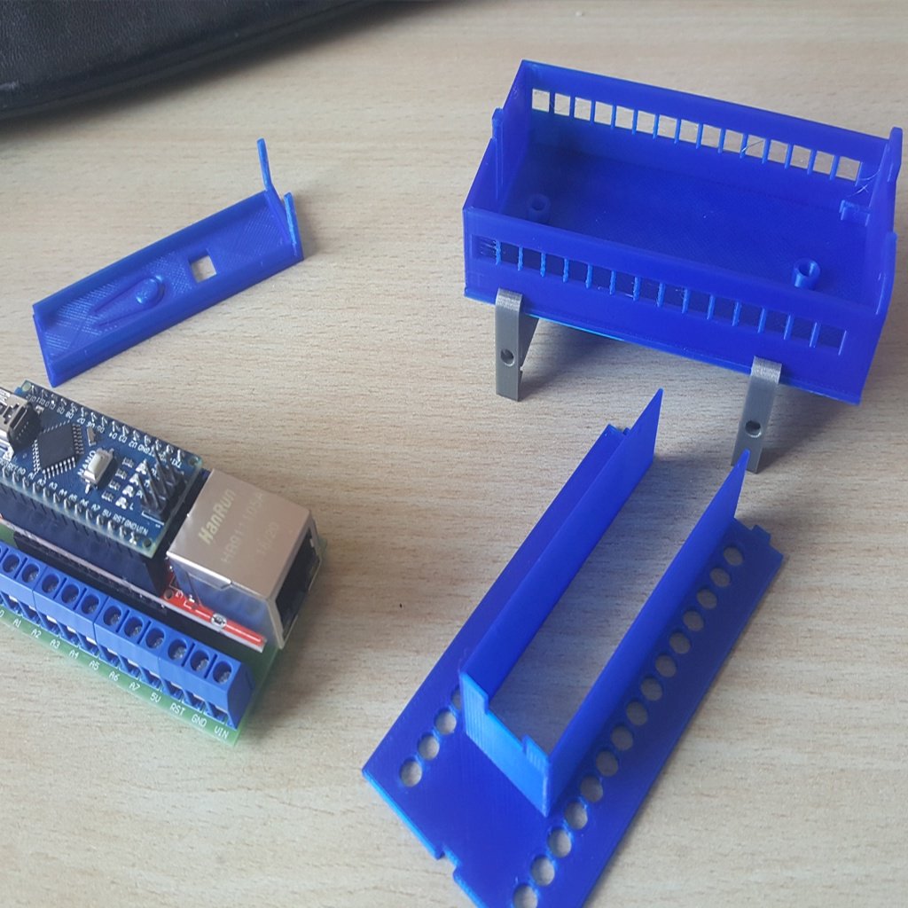 DIN-Montagegehäuse für Arduino NANO mit Ethernet-Abschirmung und Terminal-Adapter-IO-Abschirmung