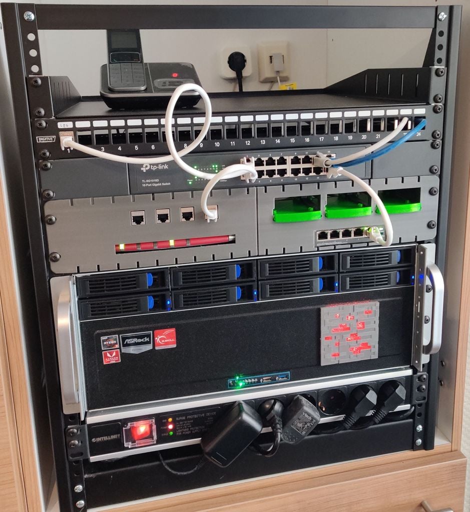 19" 2U Rackmontage für Fritzbox Router, PoE Switch und Raspberry