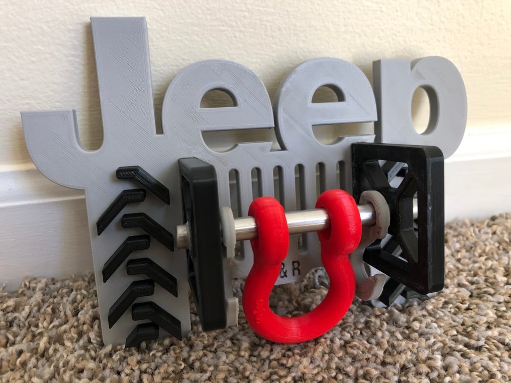 Wandmontierter Jeep-Schlüsselhalter mit Haken und D-Ring